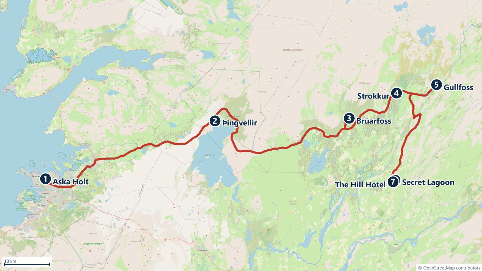 Route map for Wednesday 16