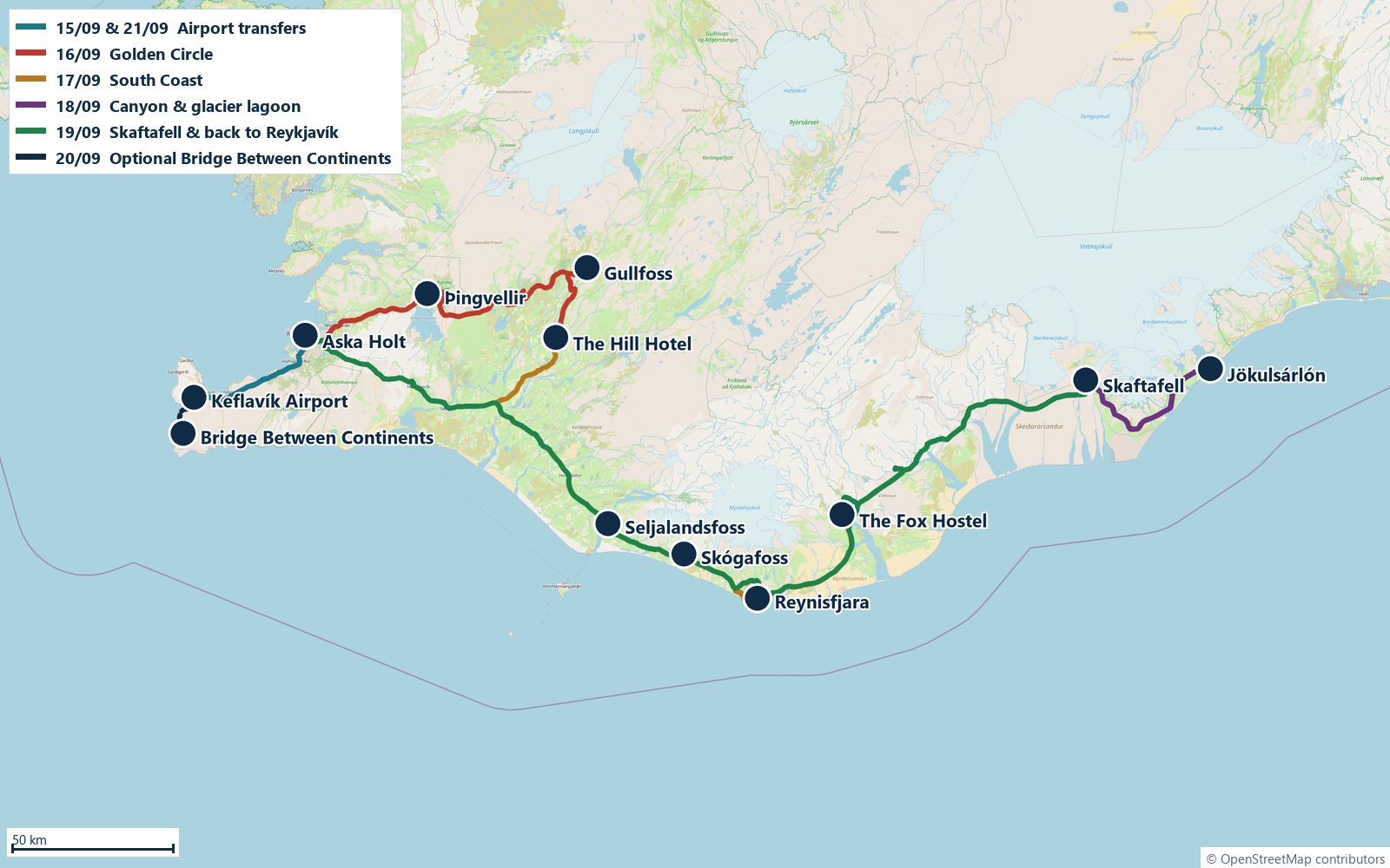 Overview map of the whole route